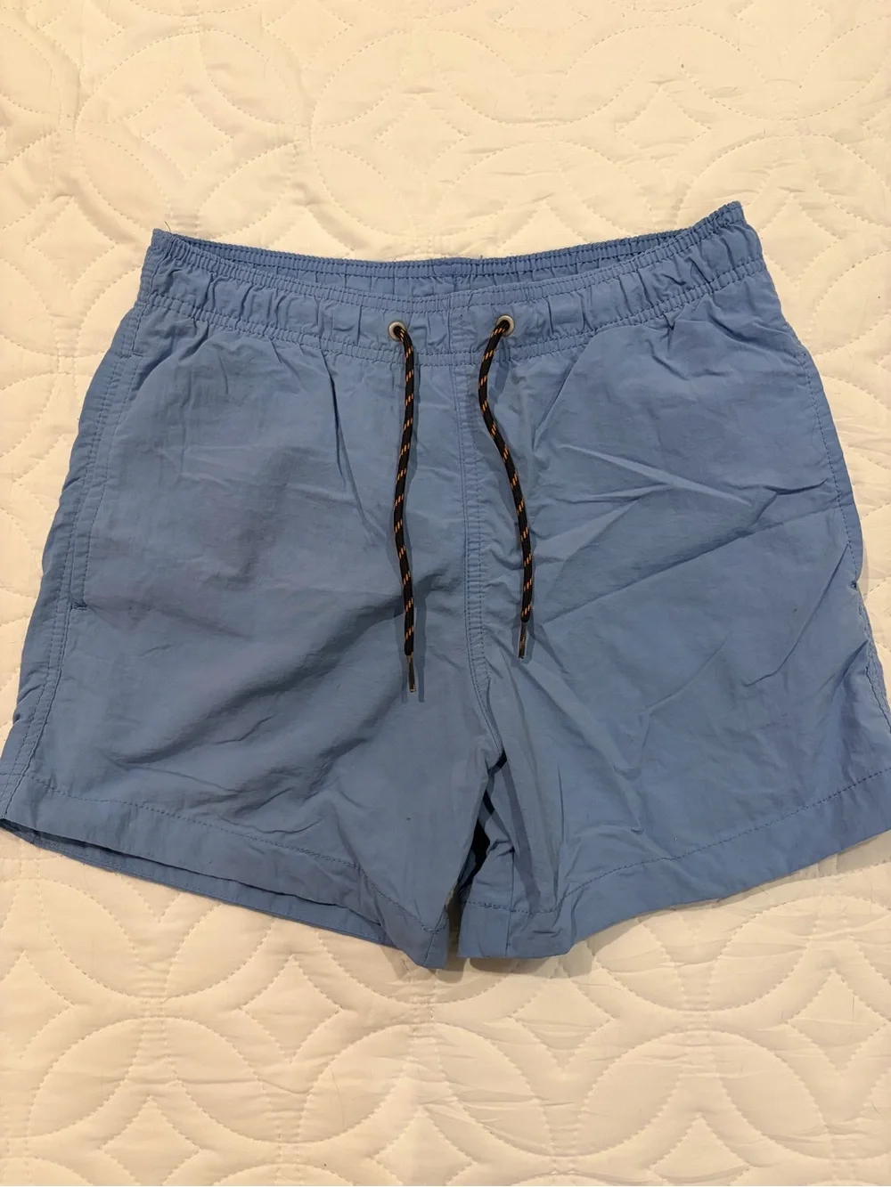 H&M Light Blue Men's Swim Trunks with Contrast Drawstring